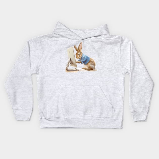 Peter rabbit computer programmer Kids Hoodie by VelvetEasel